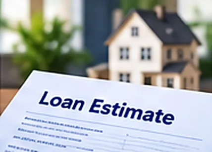 A document titled Loan Estimate resting on a desk