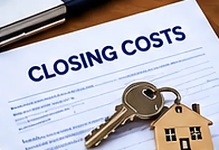 A document reading Closing Costs next to a house key and keychain