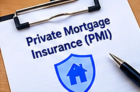 A document titled Private Mortgage Insurance PMI with a shield icon and a pen